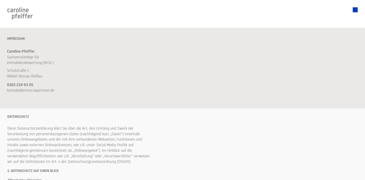 Immo-Expertisen - Impressum und Datenschutz
