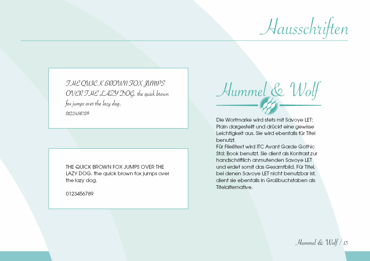 Design Manual - Hummel und Wolf - Hausschriften