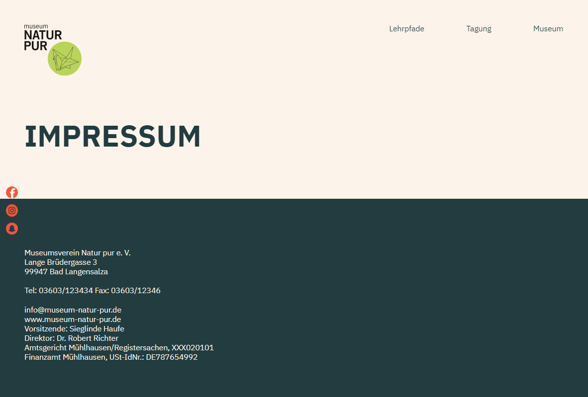 Abschlussarbeit 2020 - Impressum und Datenschutz